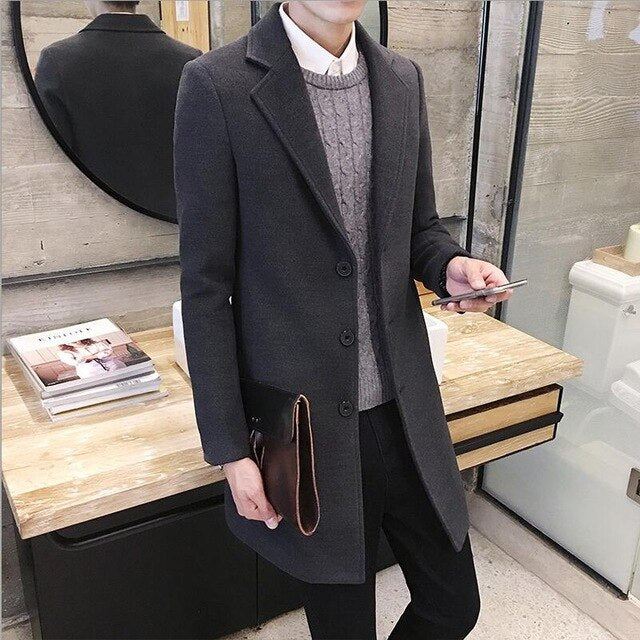 New Fashion Boutique Pure Color High-grade Men Woolen Cloth
