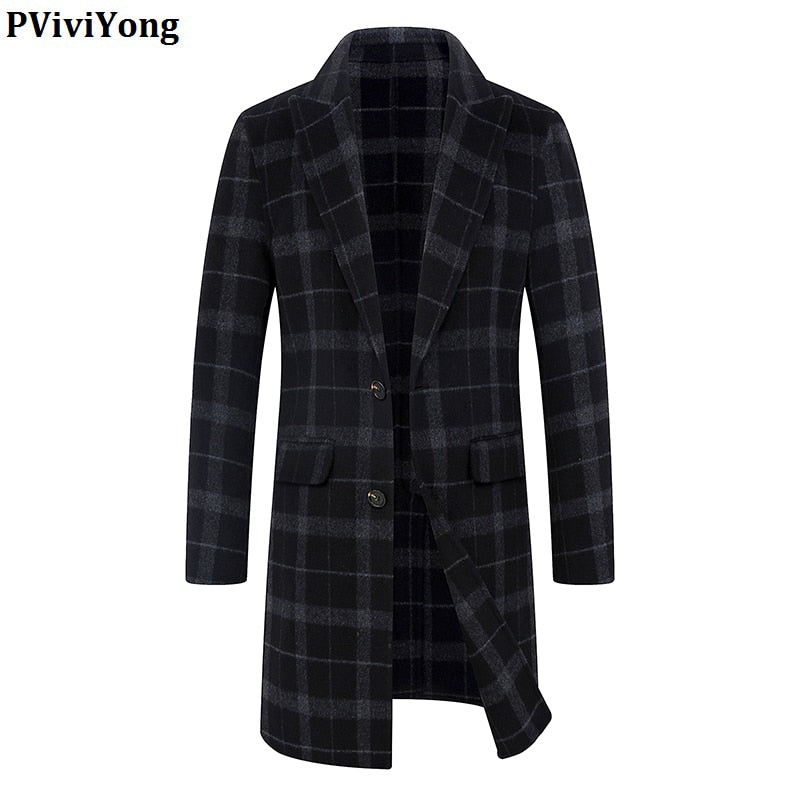 PViviYong 2019 winter high quality 100% Pure wool trench coat men
