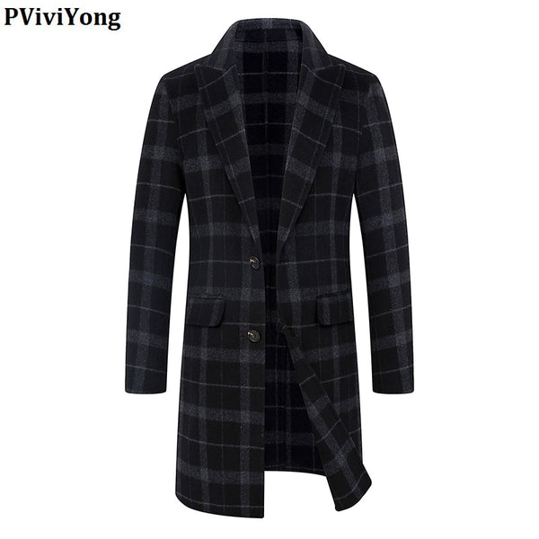 PViviYong 2019 winter high quality 100% Pure wool trench coat men