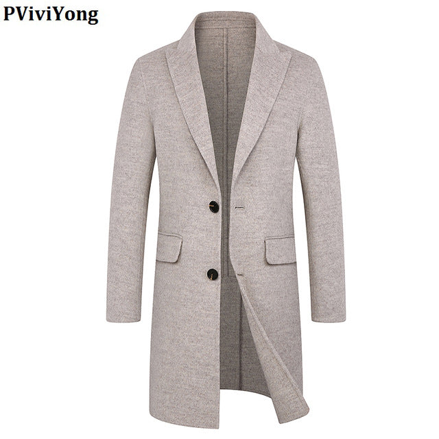 PViviYong 2019 winter high quality 100% Pure wool trench coat men