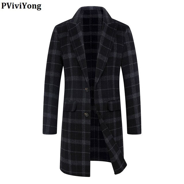 PViviYong 2019 winter high quality 100% Pure wool trench coat men