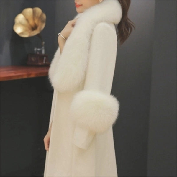 Women Fashion Slim 2020 White Cashmere Coat