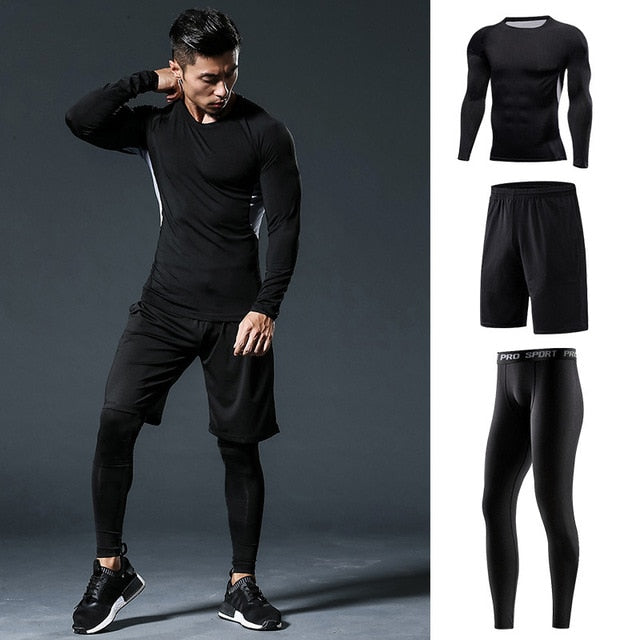 Men's Sportswear Compression Sport Suit Male Fitness Gym Sports
