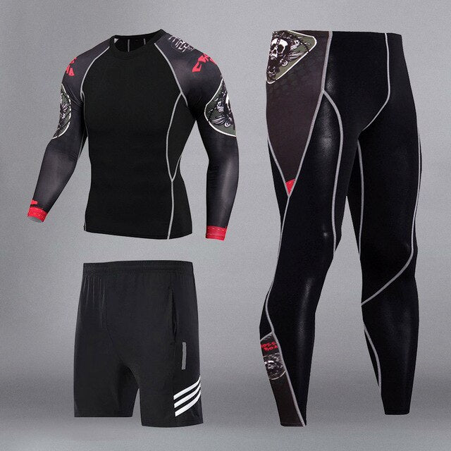Man Compression Sports Suit Quick Dry Sweat MMA Training Fitness Kit