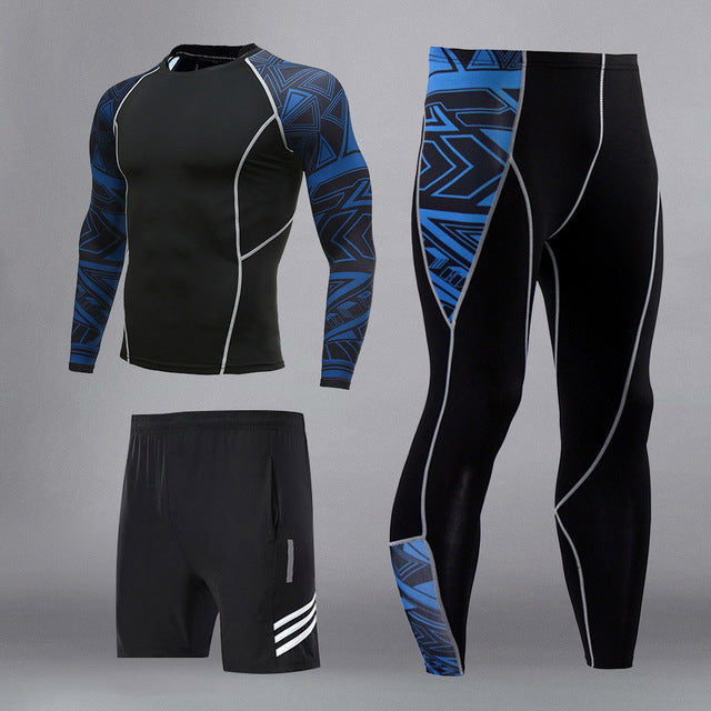 Man Compression Sports Suit Quick Dry Sweat MMA Training Fitness Kit