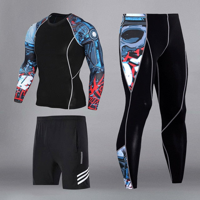Man Compression Sports Suit Quick Dry Sweat MMA Training Fitness Kit