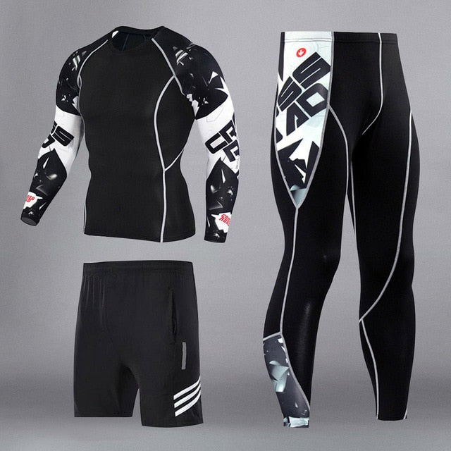 Man Compression Sports Suit Quick Dry Sweat MMA Training Fitness Kit