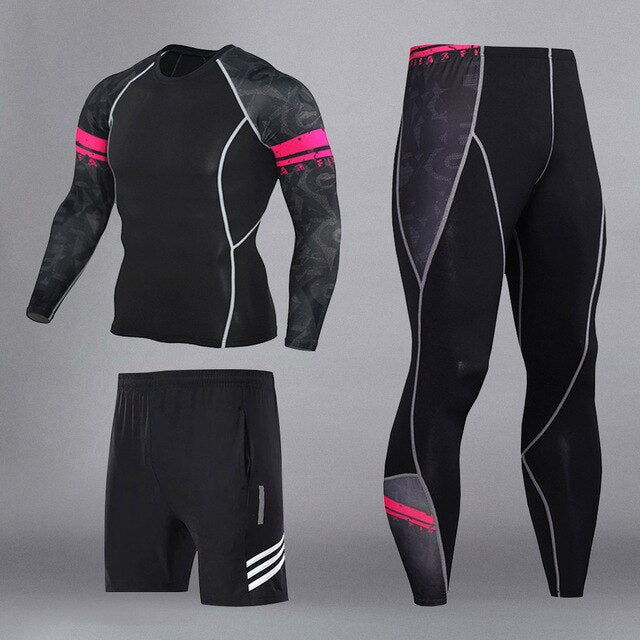Man Compression Sports Suit Quick Dry Sweat MMA Training Fitness Kit