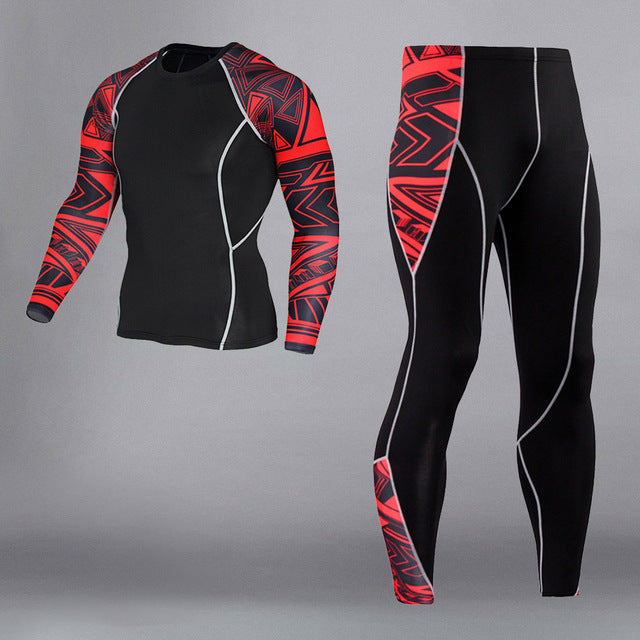 Man Compression Sports Suit Quick Dry Sweat MMA Training Fitness Kit