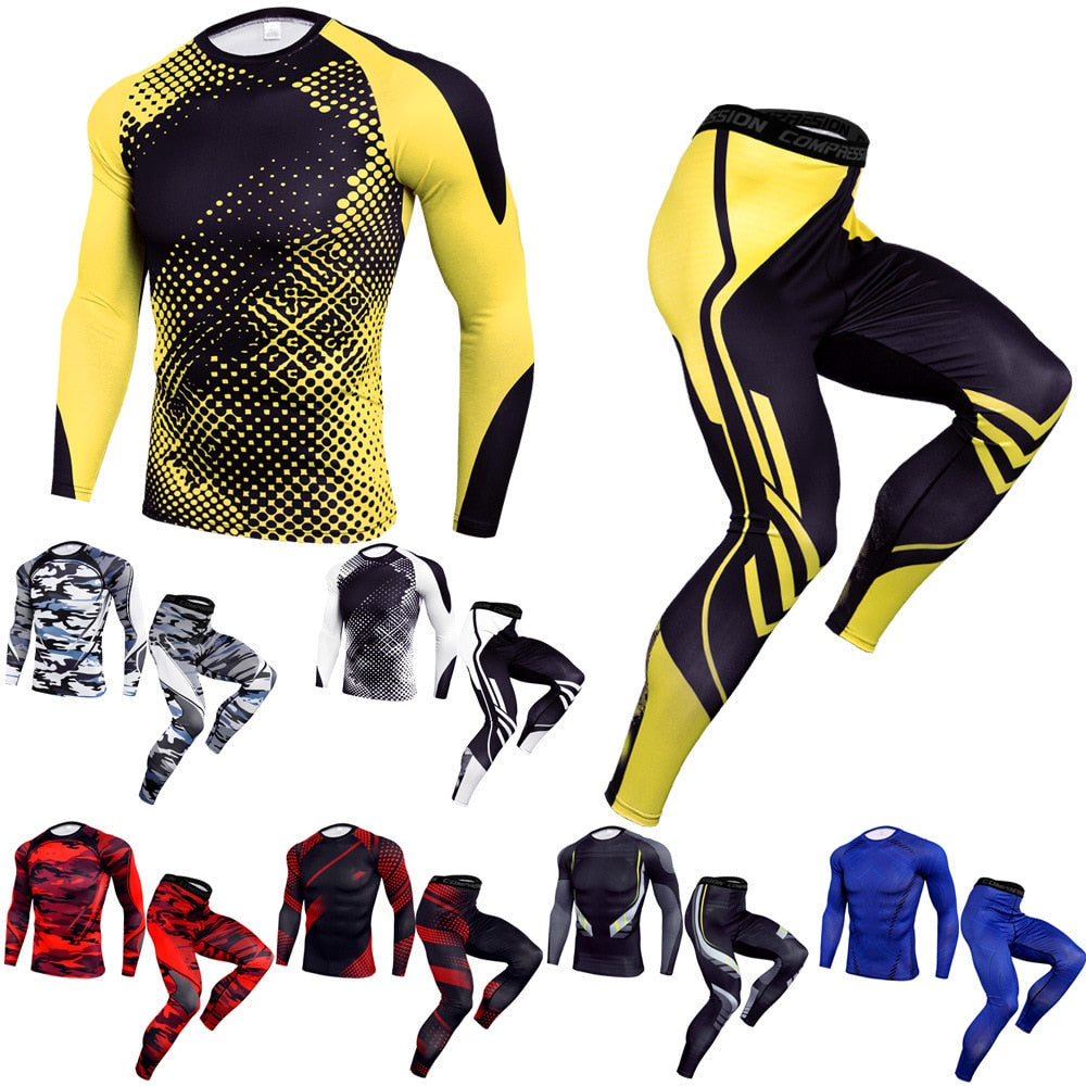 New Men Camouflage Printed Compression Running Set Men's Sports