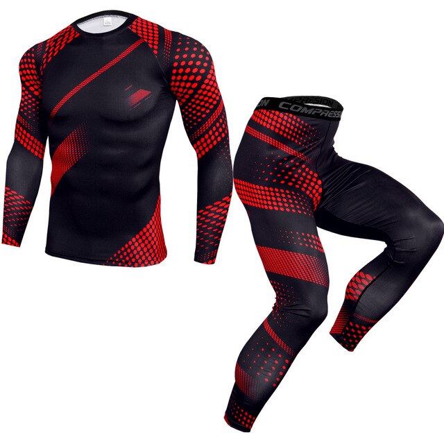 New Men Camouflage Printed Compression Running Set Men's Sports