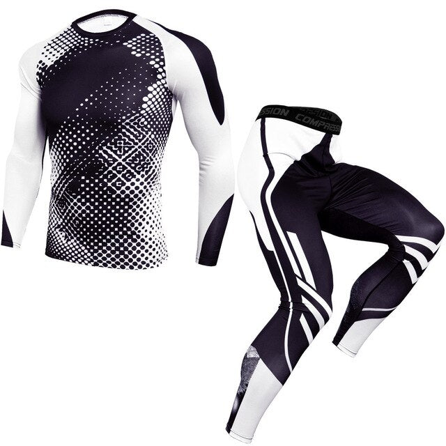 New Men Camouflage Printed Compression Running Set Men's Sports