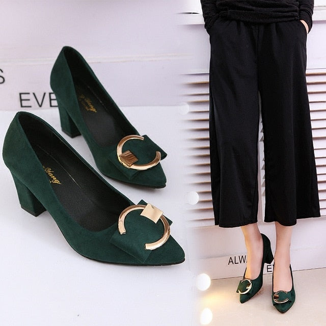 New Women Pumps Spring Women Square Heel Shoes Woman Shoes