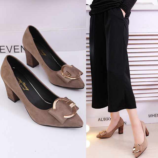 New Women Pumps Spring Women Square Heel Shoes Woman Shoes