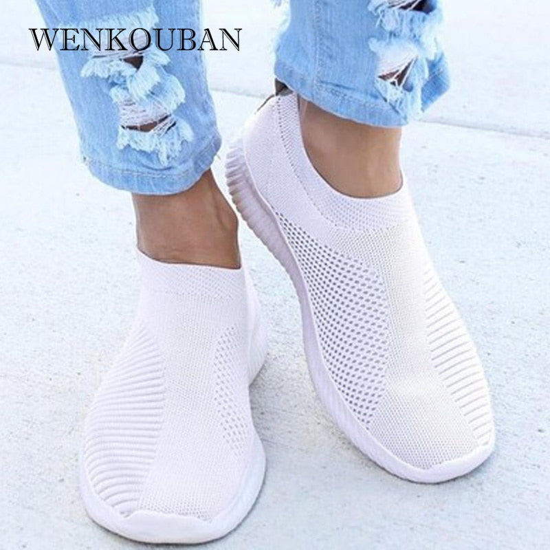 Women Sneaker Air Mesh Soft Female Knitted Vulcanized Shoes