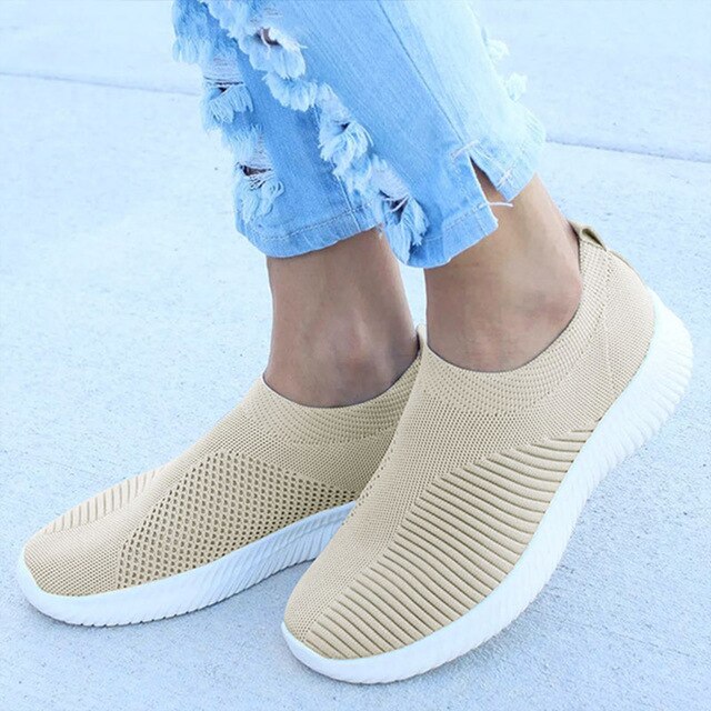 Women Sneaker Air Mesh Soft Female Knitted Vulcanized Shoes